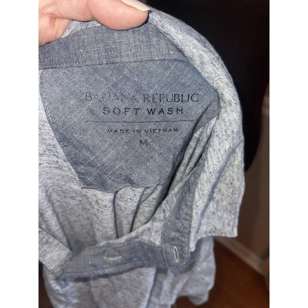 Banana Republic Heather Blue Polo‎ Shirt Mens Medium Preppy